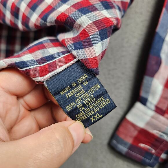 Girbaud Shirt Marithe Fancois Plaid Button Up Blue Red White Mens 2XL Check - Picture 7 of 9